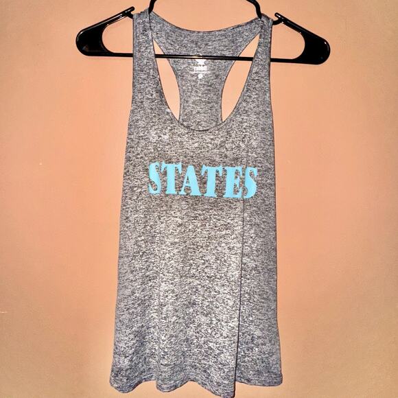 HOKA ONE ONE Women's Stated Running Tank Top Gray Baby Blue Medium - Picture 1 of 7
